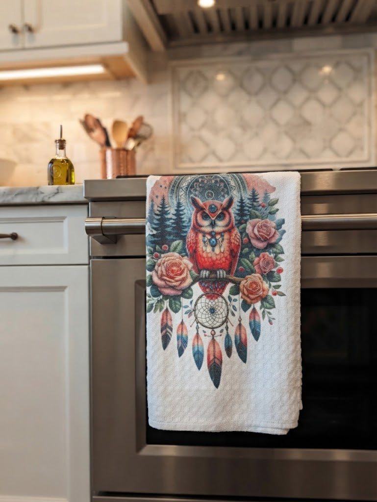 Serviette de cuisine hiboux