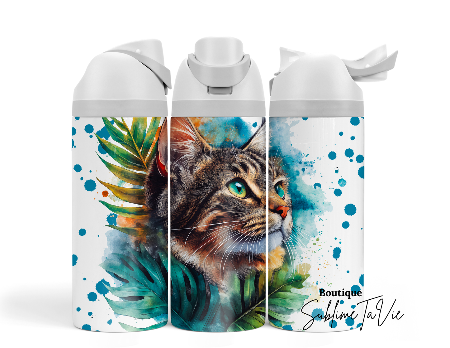 Tasse isotherme chat tabby brun
