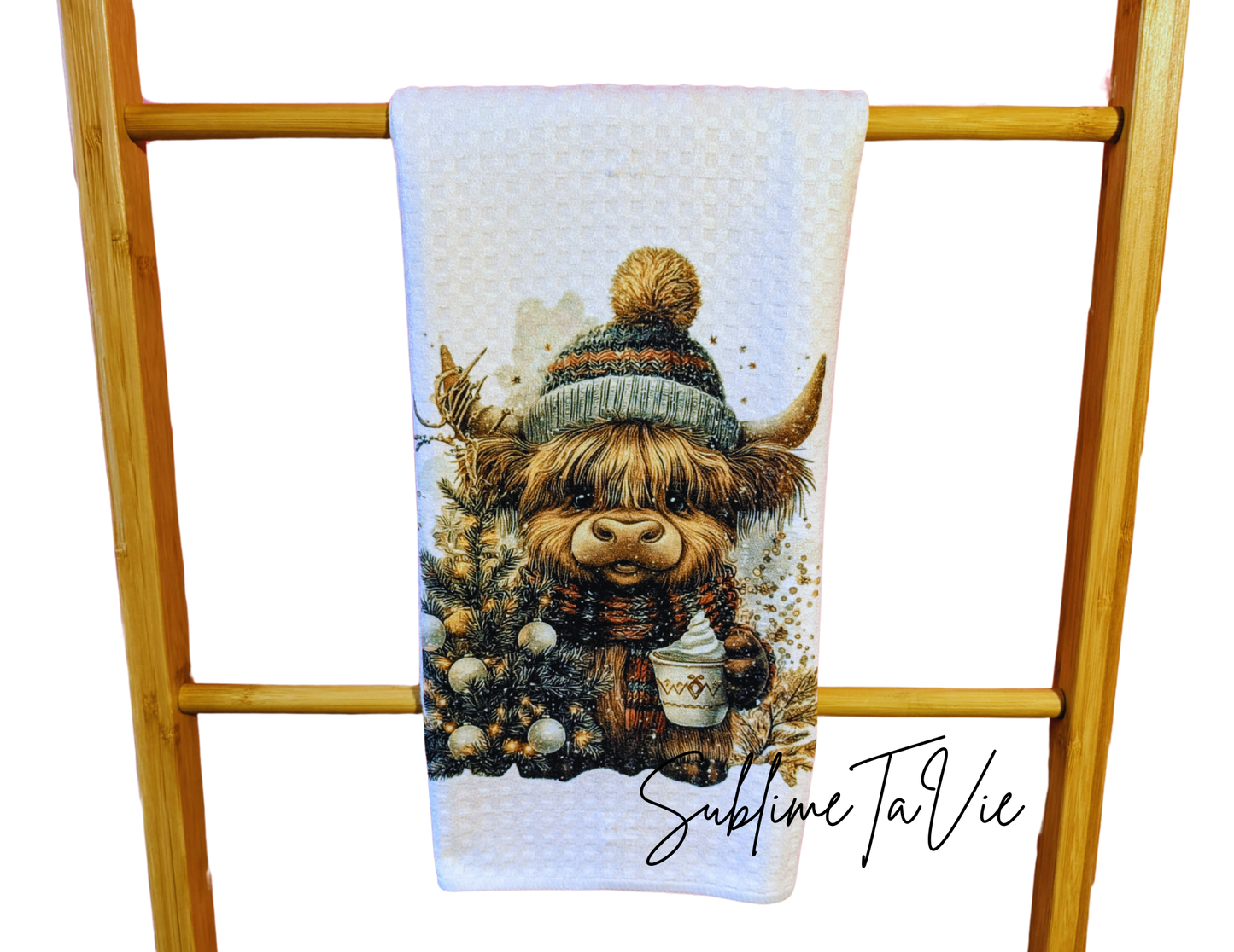 Serviette de cuisine vache noël