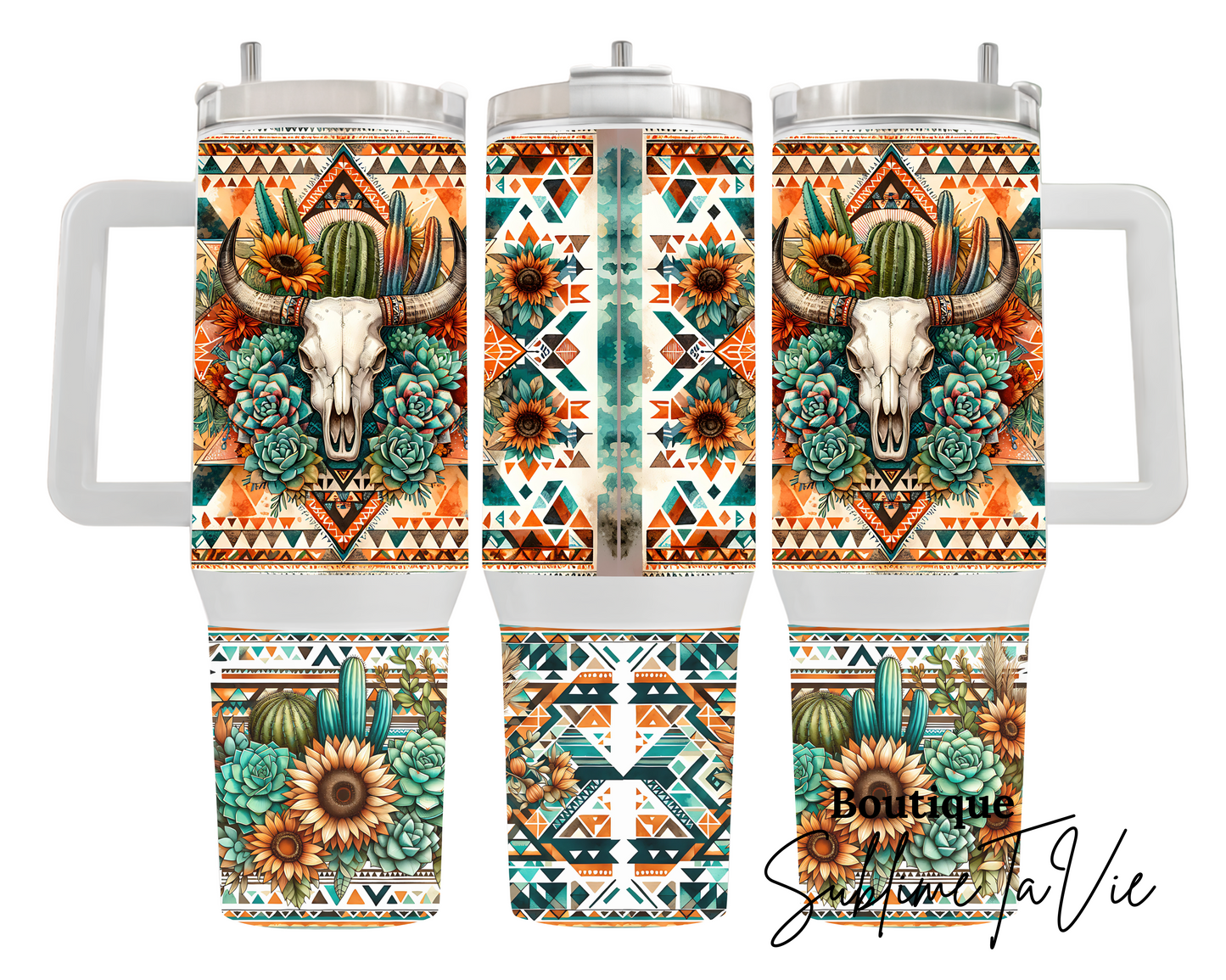 Tumbler 40oz crâne western