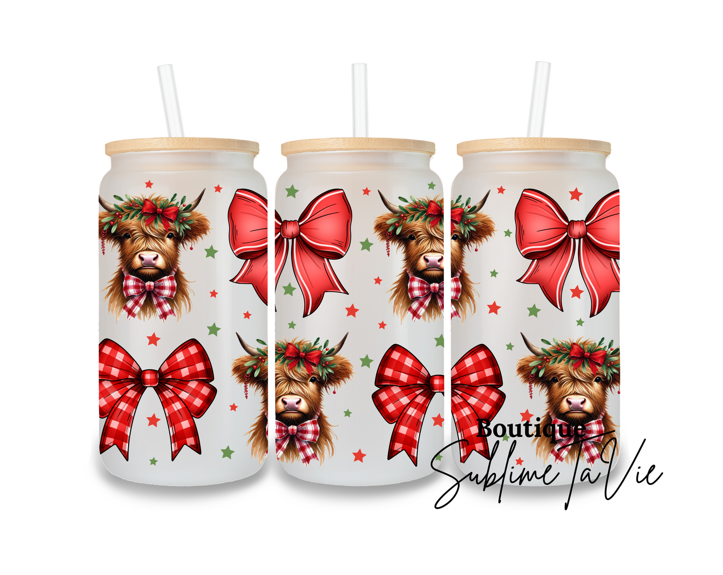 Gobelet givré vache noël