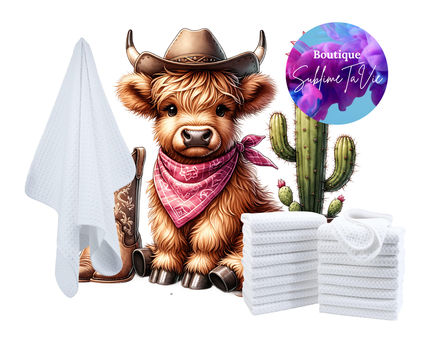 Serviette de cuisine vache cowgirl