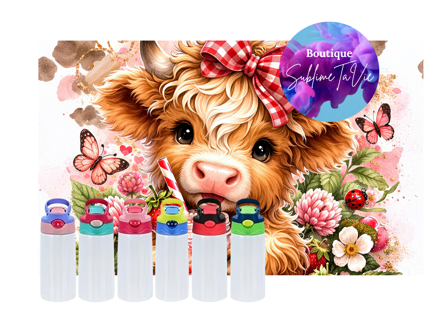 Tasse isotherme enfants vache fraise