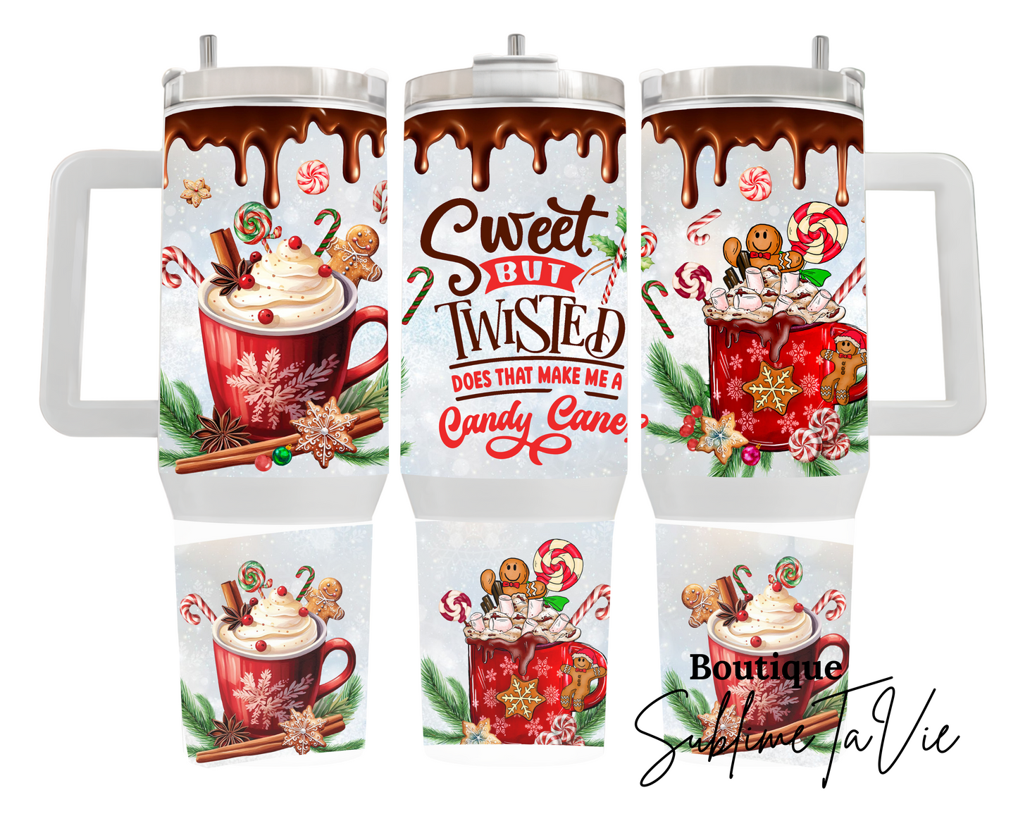 Tumbler 40oz candy cane