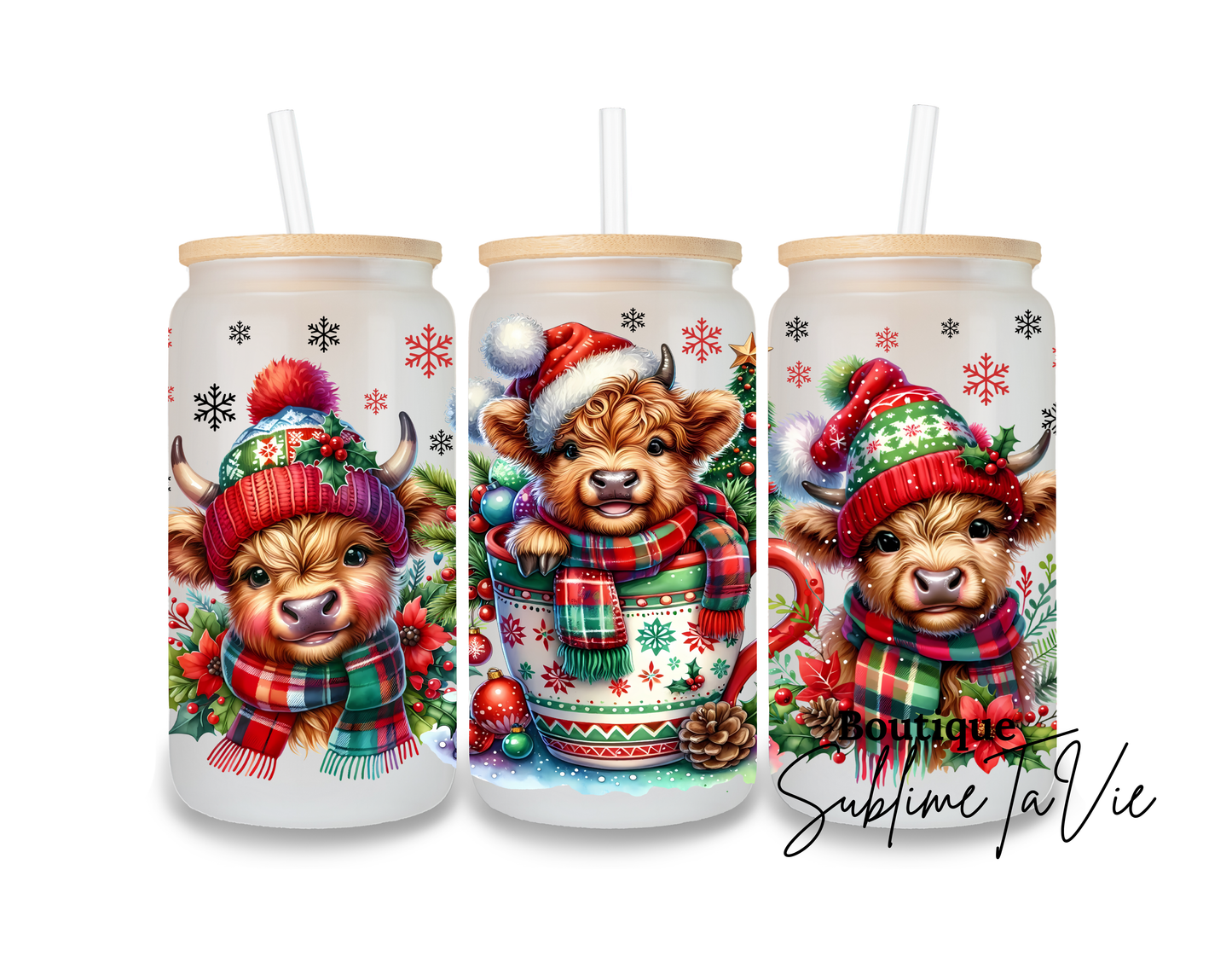 Gobelet givré vache noël