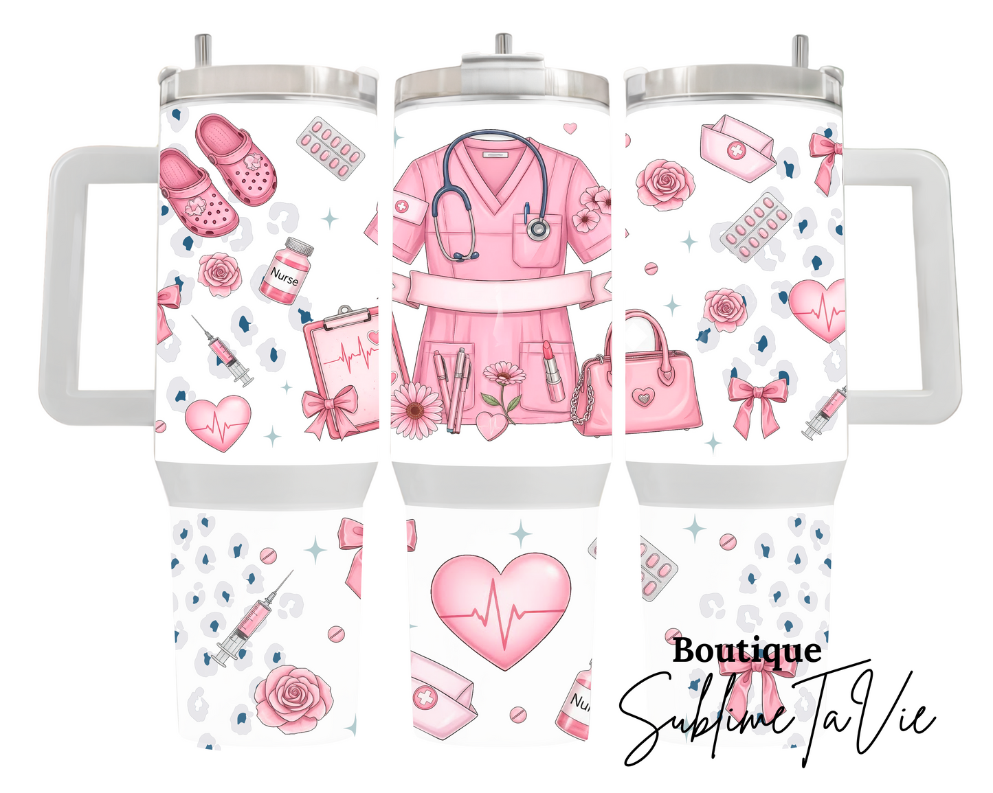 Tumbler 40oz infirmière ajoute ton nom