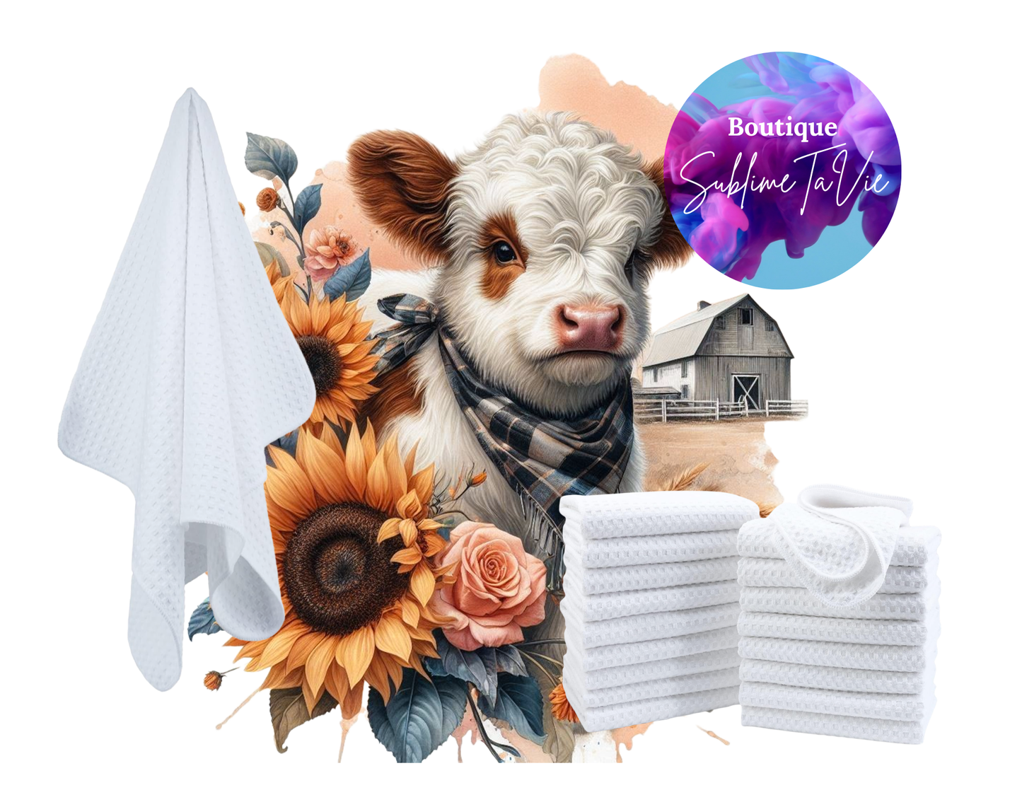 Serviette de cuisine vache fermier