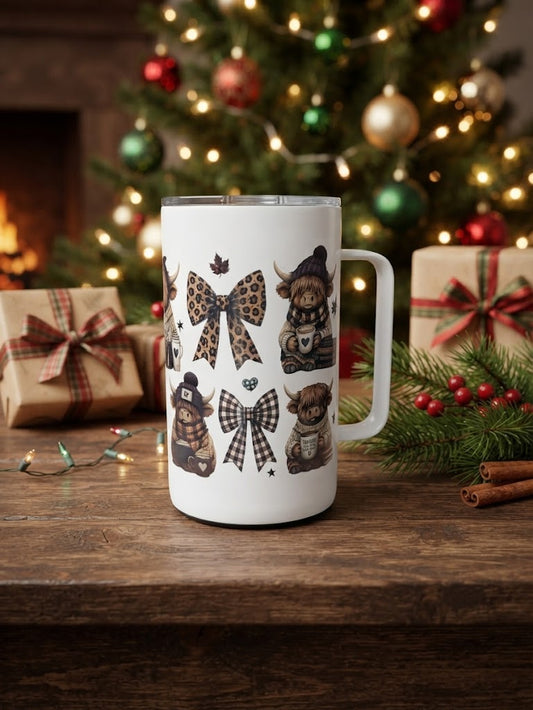 Tasse camping vache Highlands noel