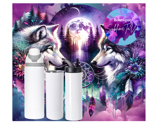Tasse isotherme loup colorés