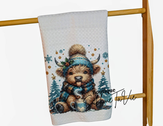 Serviette de cuisine vache bleu