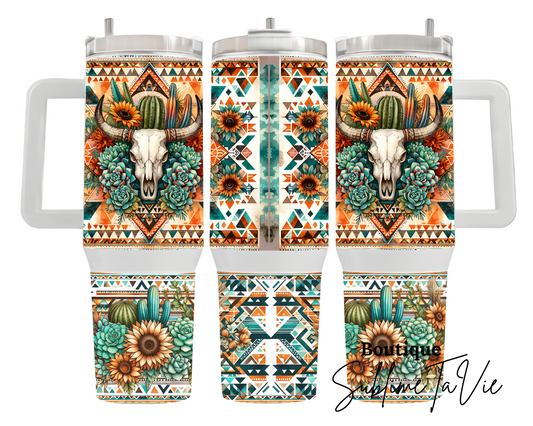 Tumbler 40oz crâne western