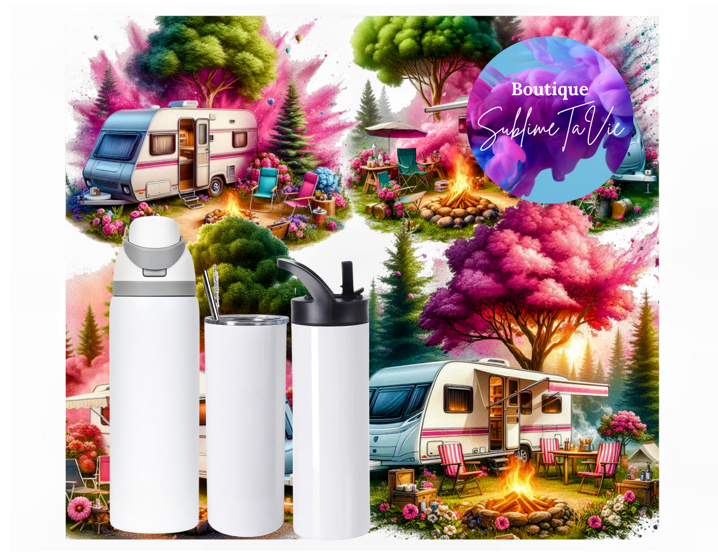 Tasse isotherme camping rose