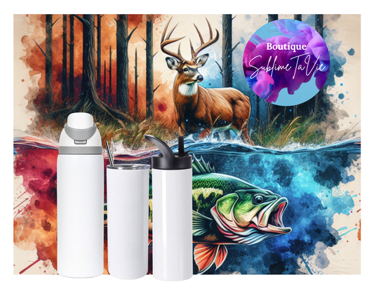Tasse isotherme cerf et poisson
