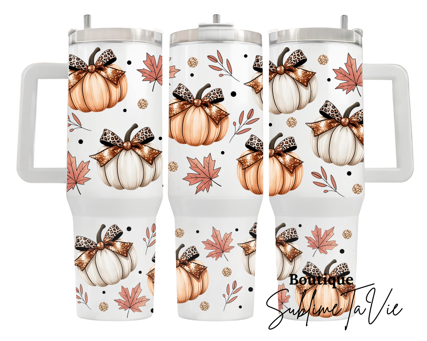 Tumbler 40oz citrouille bouclé