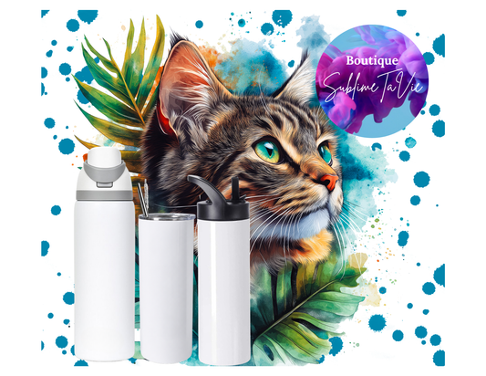 Tasse isotherme chat tabby brun