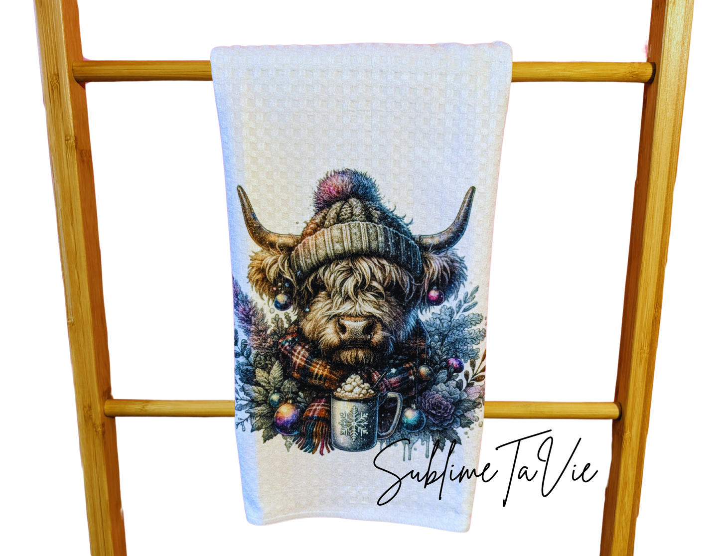 Serviette de cuisine vache mauve