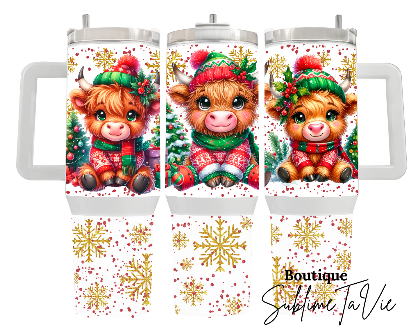 Tumbler 40oz vache noël