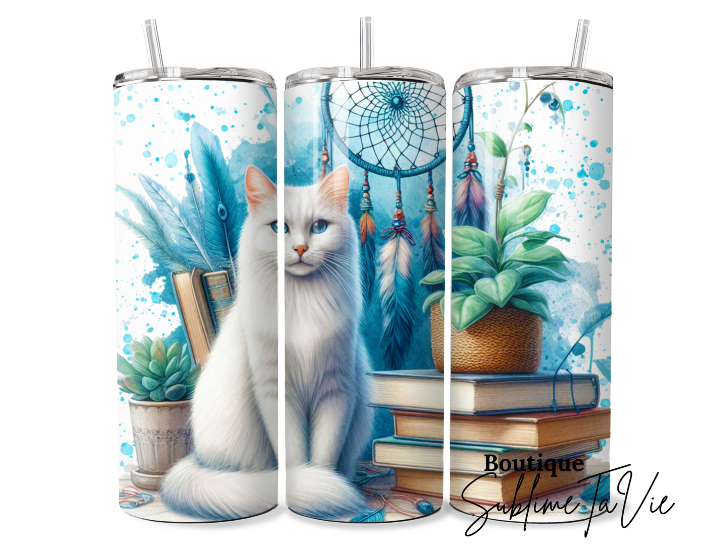 Tumbler chat blanc