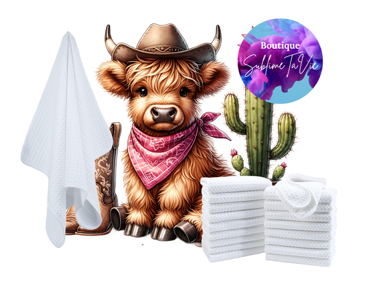 Serviette de cuisine vache cowgirl