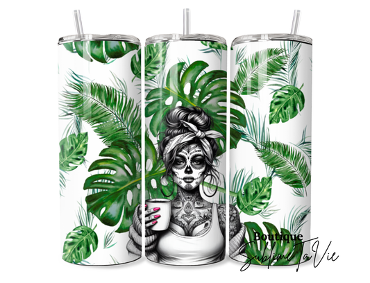 Tumbler femme skull plante