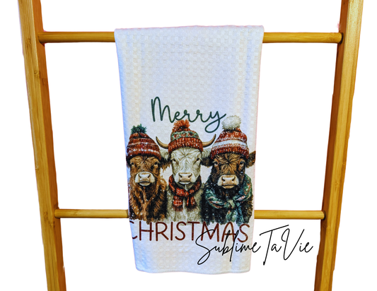 Serviette de cuisine vache de noël
