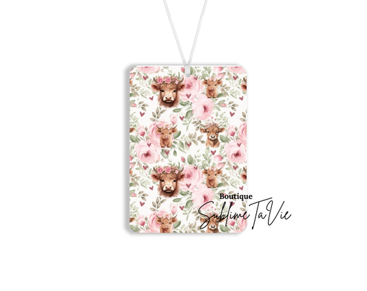 Désodorisant voiture vache rose