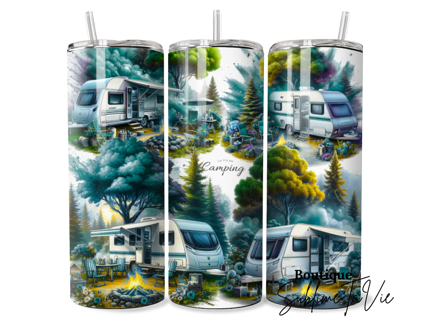 Tumbler camping bleu