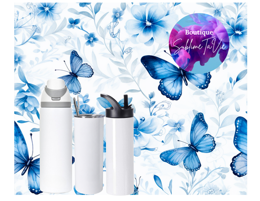 Tasse isotherme papillon bleu