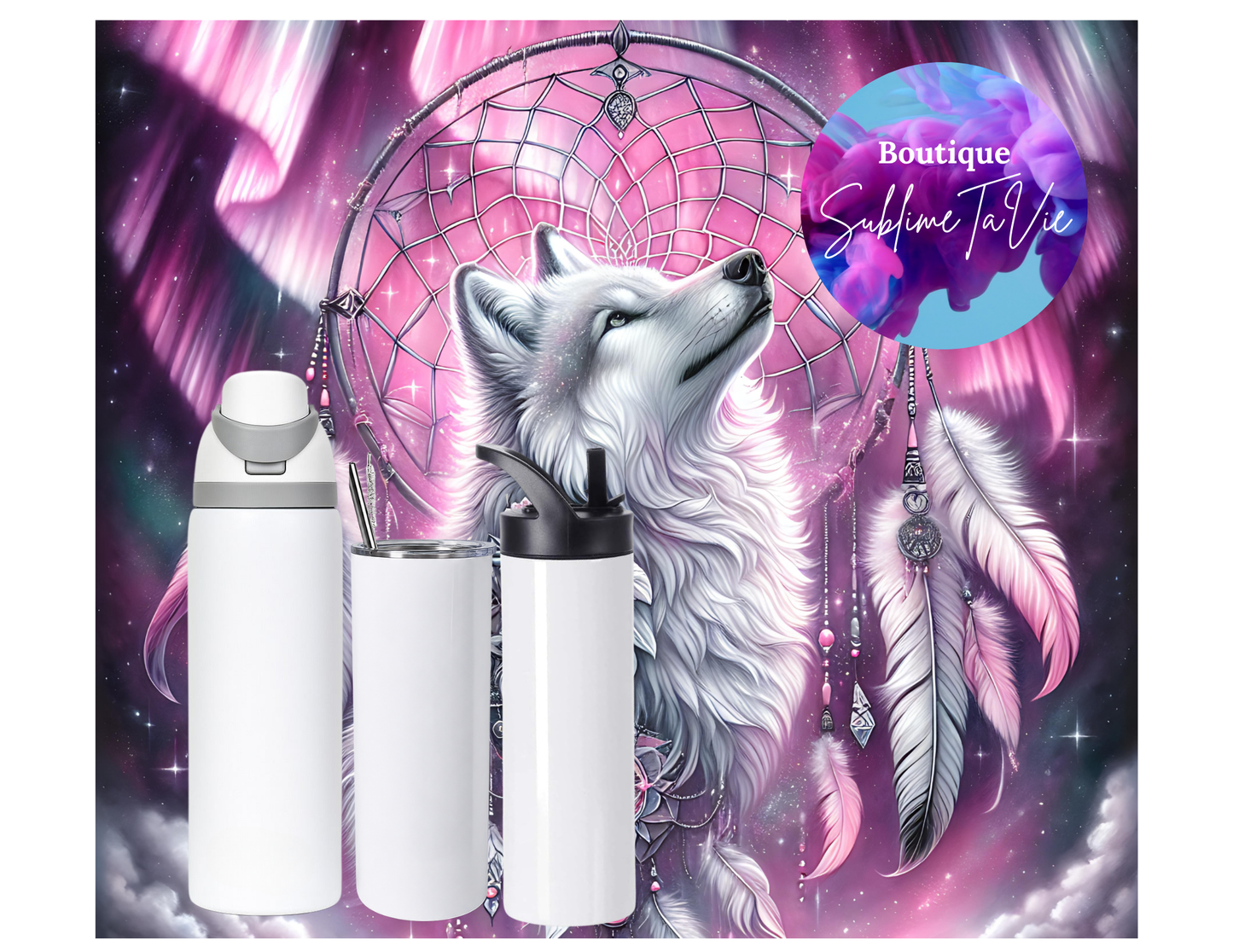 Tasse isotherme loup boho
