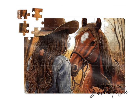 Casse-tête 80 pièces cowgirl automne