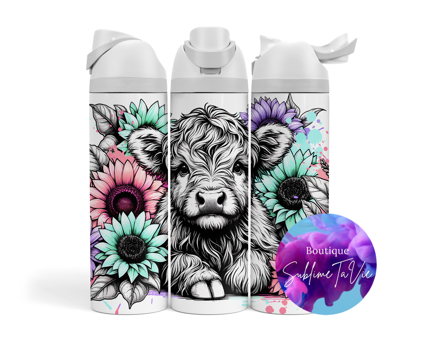 Tasse isotherme Owa - vache fleurs