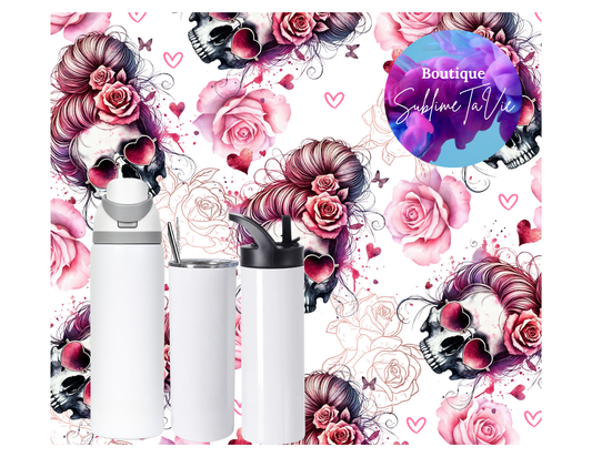 Tasse isotherme crâne rose