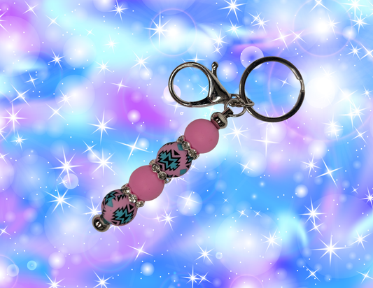 Porte clés country rose