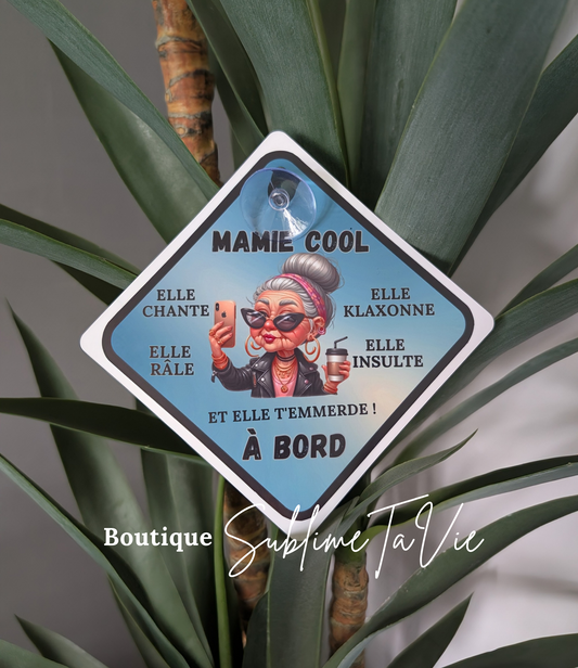 zPanneau mamie cool à bord humoristique