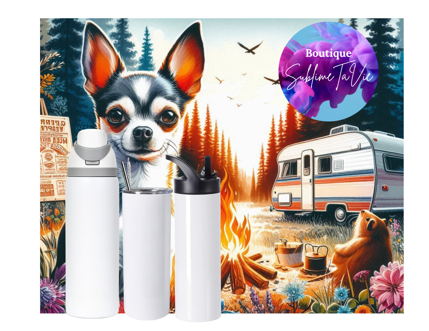 Tasse isotherme chihuahua camping
