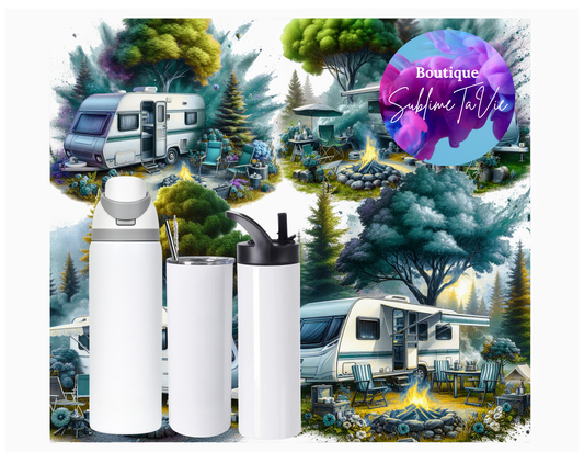 Tasse isotherme camping bleu