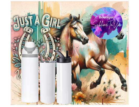 Tasse isotherme juste une fille qui aime les chevaux