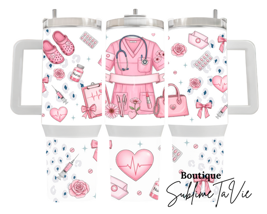 Tumbler 40oz infirmière ajoute ton nom