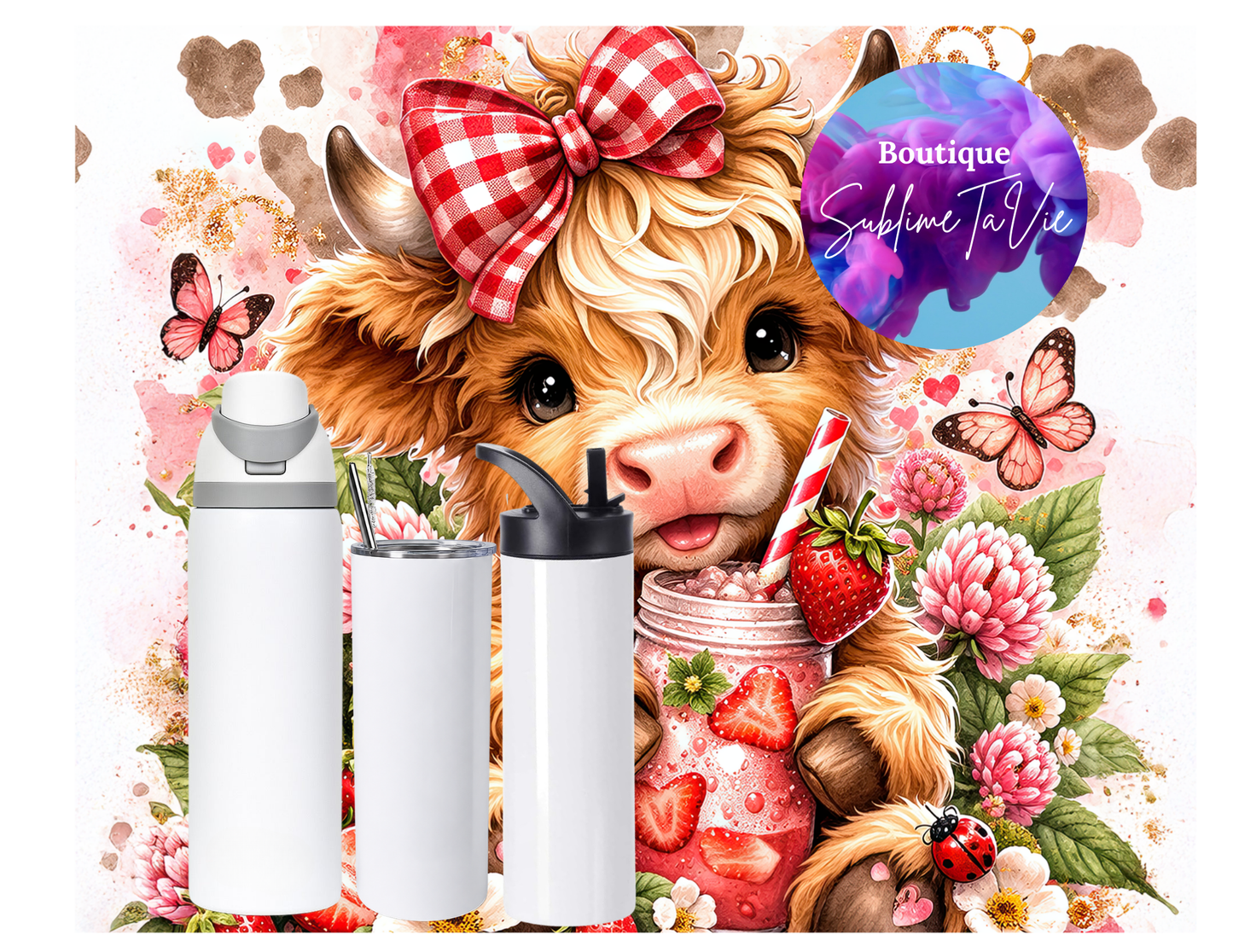 Tasse isotherme vache fraise