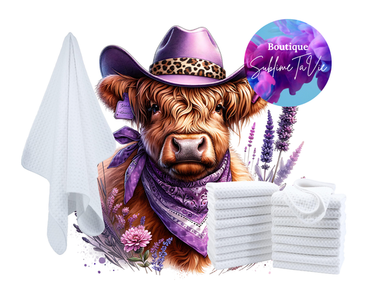 Serviette de cuisine vache mauve