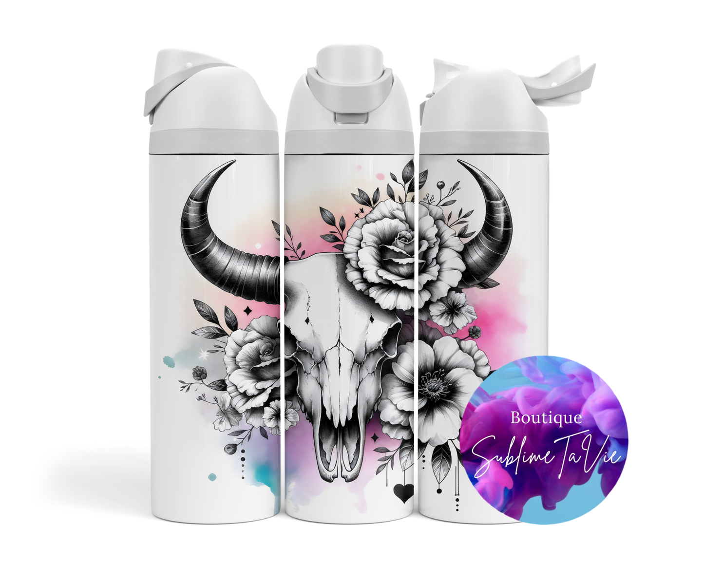 Tasse isotherme Owa - crâne fleurs