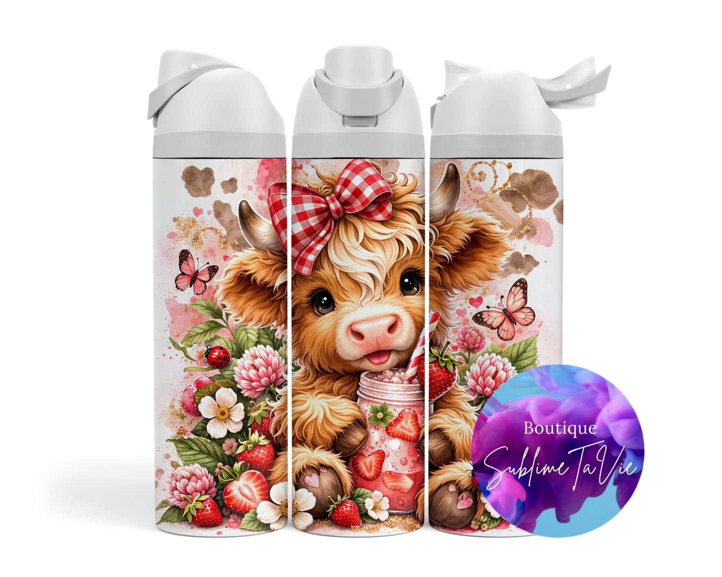 Tasse isotherme Owa - Vache Highland fraise 🍓