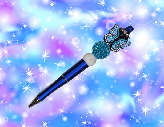 Stylo papillon bleu