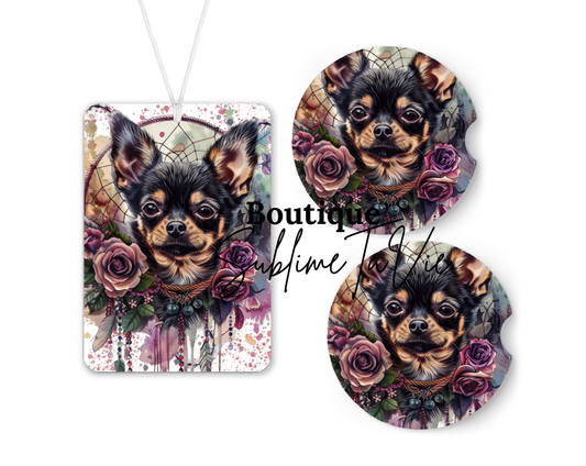 Désodorisants et sous verres de voiture chihuahua