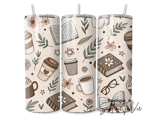 Tumbler book and coffee