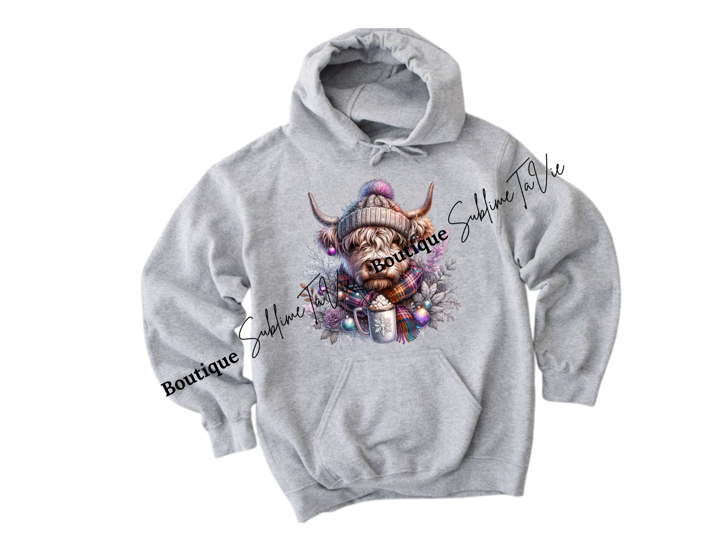 Hoodie modèle vache mauve