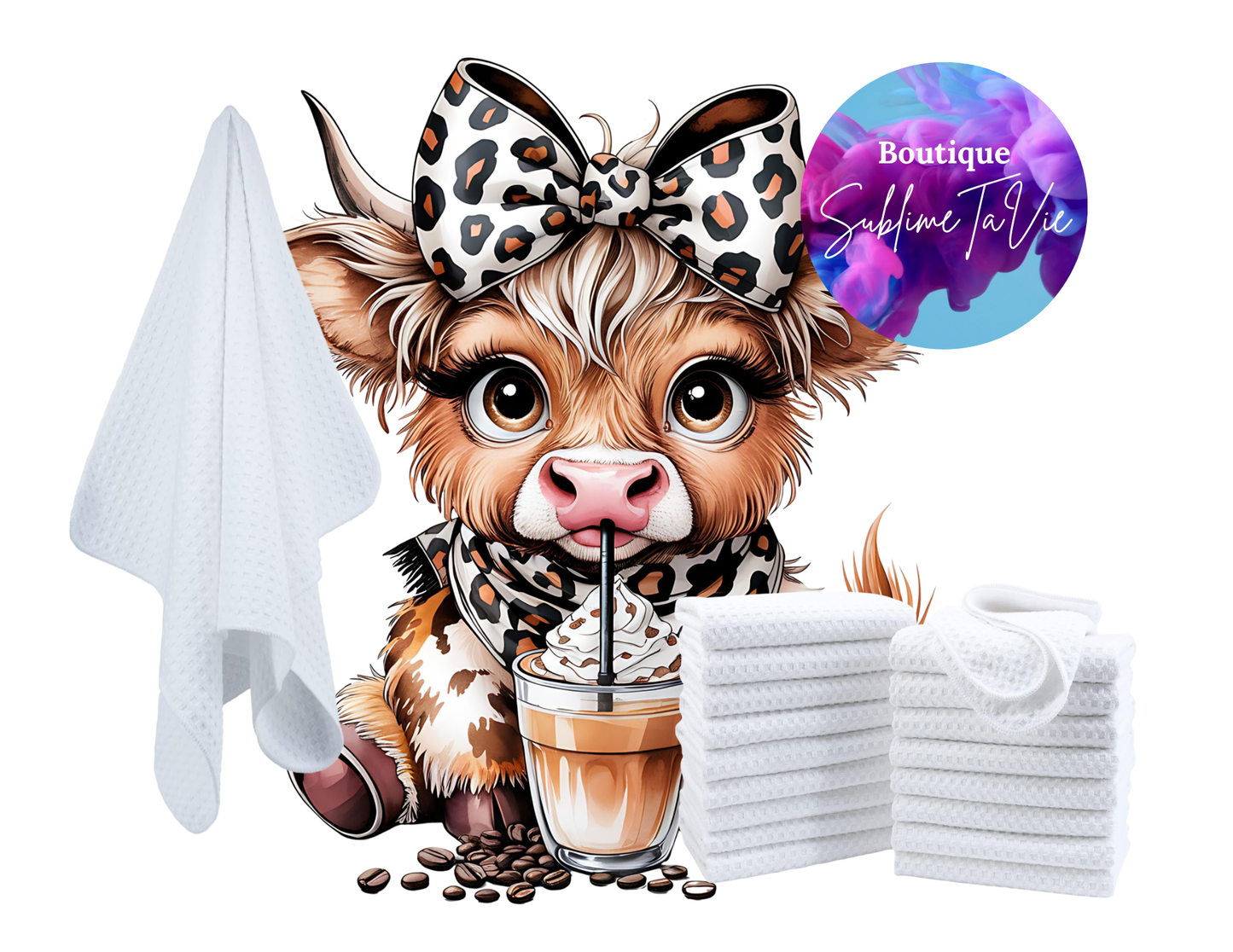Serviette de cuisine vache Highland