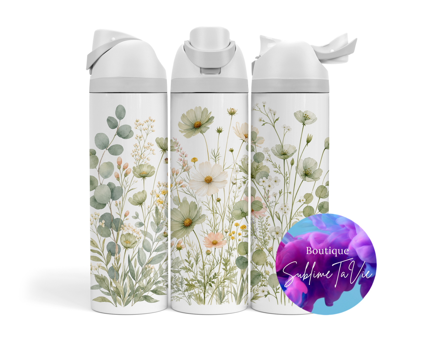 Tasse isotherme Owa - fleurs vert