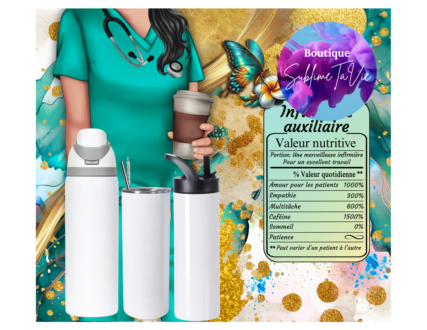 Tasse isotherme infirmière auxiliaire